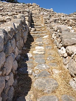 Gournia: Steps leading up through the town