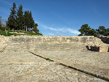 Phaistos: The theatral area, with the West Court and raised walkway